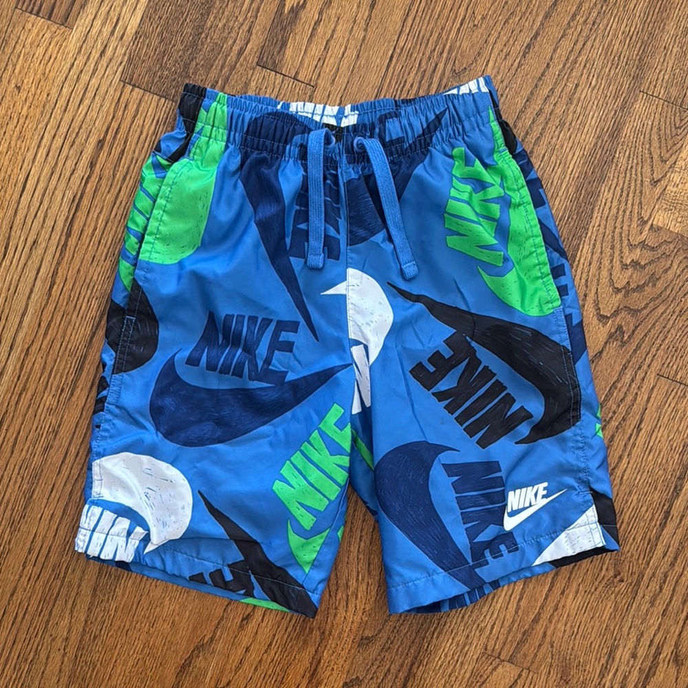 Nike Blue and Green Graphic Swim Shorts